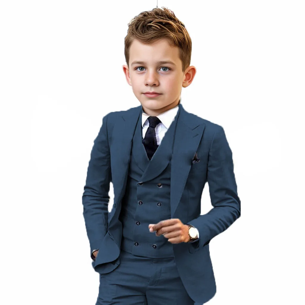 Colorful Formal Boys Suits 3 Piece Slim Fit Dresswear Suit Set School Uniforms birthday dress  Wedding Pinao Performance