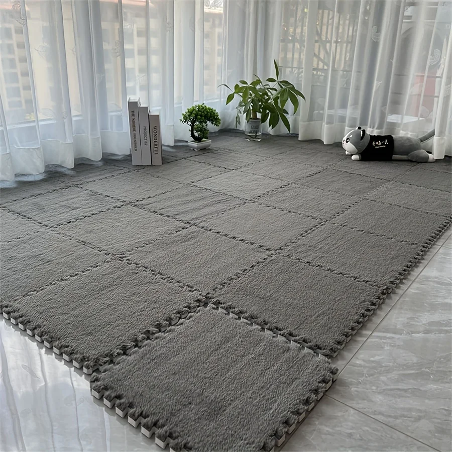 Interlocking Floor Mats - Heavy-Duty EVA Foam, Soft Plush Surface with & Checkerboard Pattern, Design for Indoor Use in Home