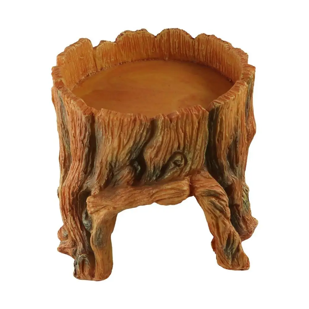 Simulation Stump Reptiles Feeder Resin Reptile Feeding Bowl Reptiles Stump Decoration Decorative Tree Stump Landscape