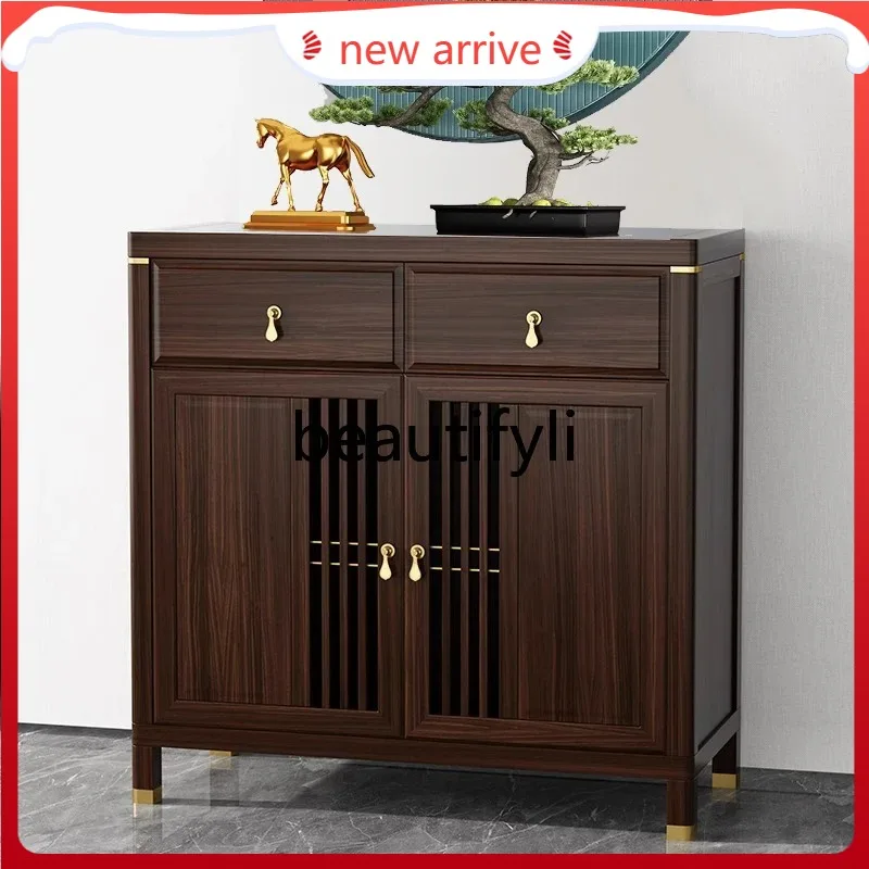 D2520 New Chinese-style ebony dining side cabinet entry, living room, storage cabinet household solid wood tea cabinet