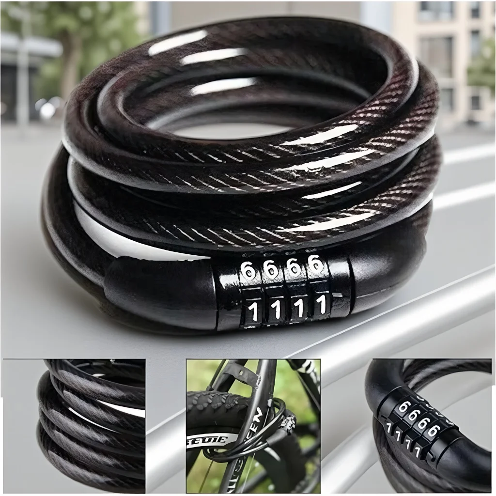 

Heavy Duty Motorcycle Bike Security Chain, 4 Digit Code Fixed Password Padlock Anti-Theft Lock for Mountain Bike Cycle