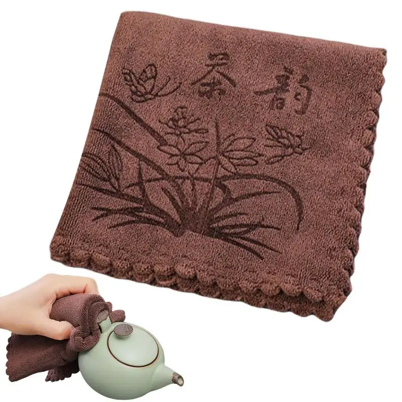 Super Absorbent Tea Towel High-end Tea Set Accessories Table Mats Household Professional Rag Cleaning Cloth Tea Napkin 30x30cm