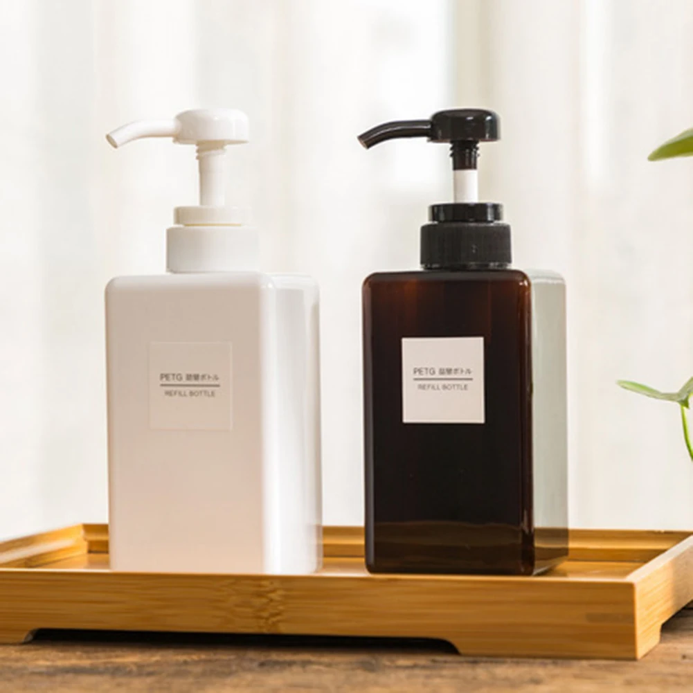 Dispenser di bottiglie di plastica vuote per pompe 250ml/450ml/650ml bottiglie di Shampoo per lozioni liquide riutilizzabili con testa di pompaggio trasparente
