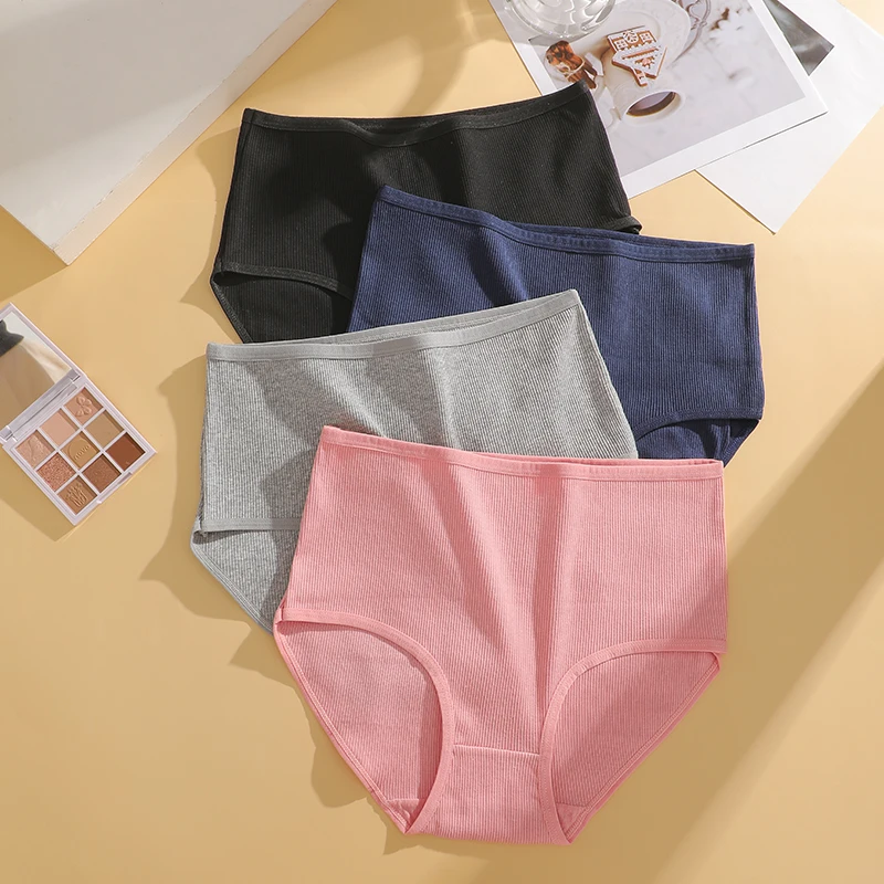 FINETOO 4dílné dámské kalhotky s vysokým pasem, jednobarevné, bezešvé, nadměrné, dámské spodní prádlo, jednobarevné, velikost S-XXL - náhled 5