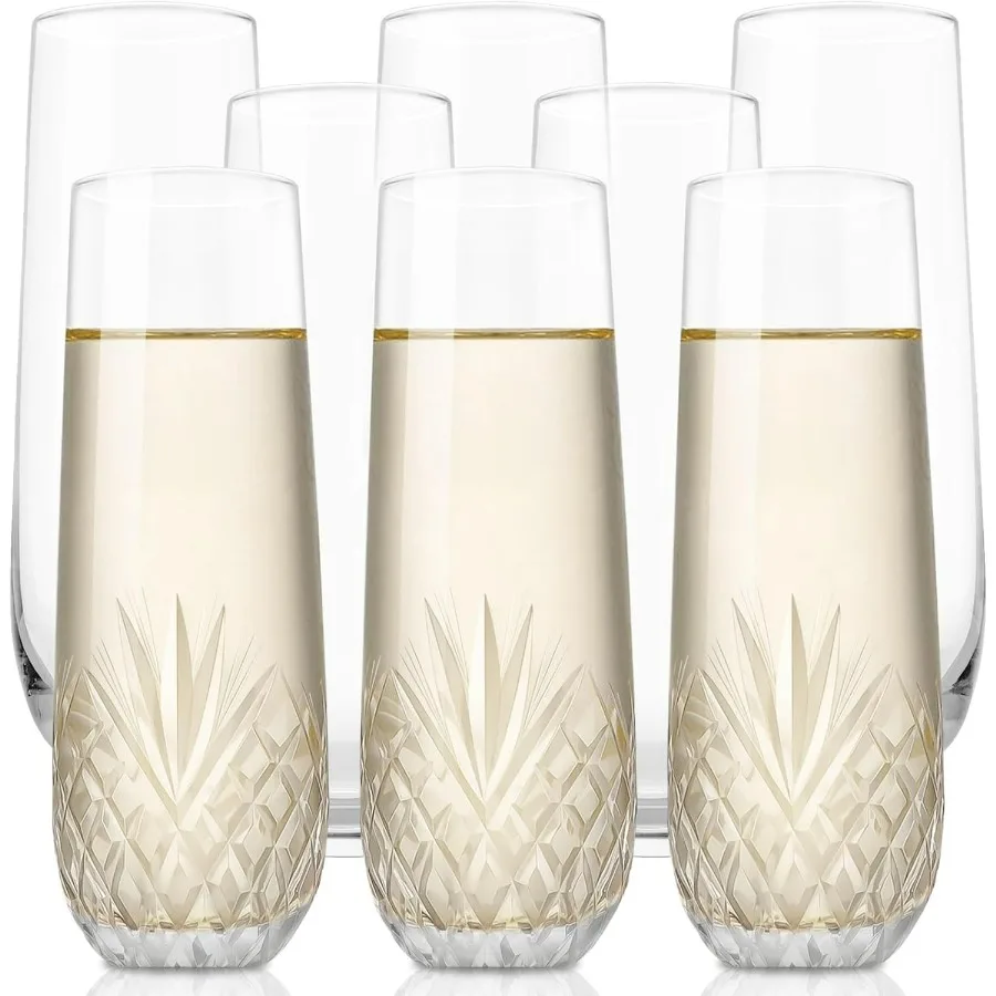 

Элегантный набор из 8 бокалов для шампанского с кристаллами ручной работы, для вечеринок, свадеб и торжеств, емкость 9,5 унций, идеально подходит