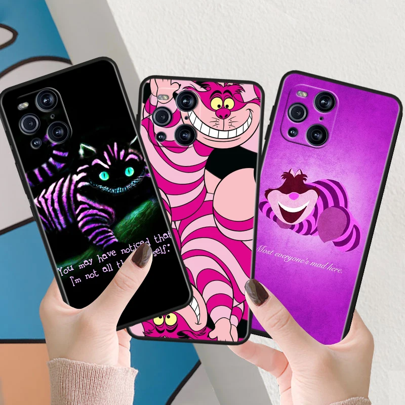 Cheshire Cat Disney For OPPO Find X6 X5 X3 X2 F21S F21 Pro Lite Neo Black Silicone Fundas Soft Cover Capa Phone Case