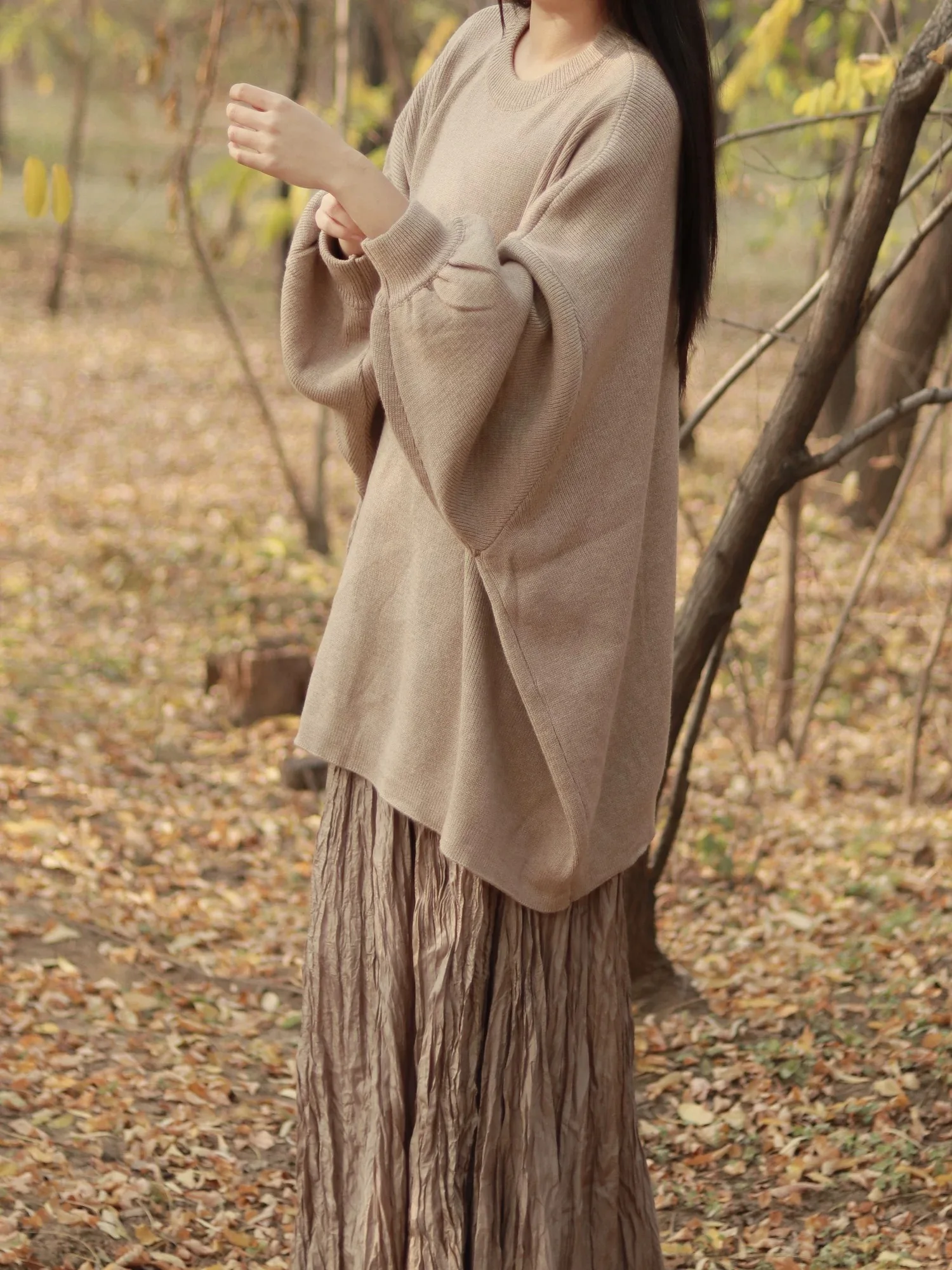 Autumn 2026 New Chinese Style Knitted Sweater Set Lantern Sleeve Wabi Sabi Women's Fashion Traditional Zen Spirit Ensemble
