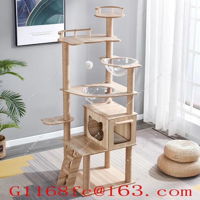 Large Modern Multi Level Cat Tree Condo Scratching Post Space Capsule Cat Bed Removable Cushion Durable Sisal  Cat Climbing Tree