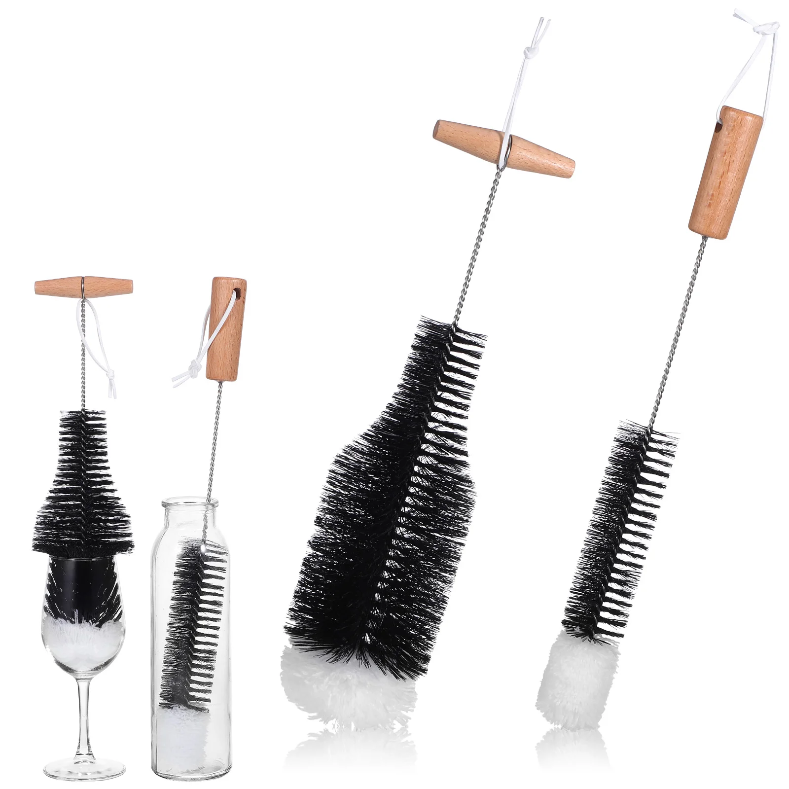 2 Pcs Chimney Cleaning Brush Wood Brushes Handheld Stove Pipe Stainless Steel for