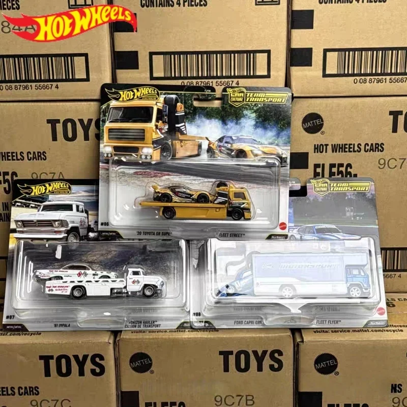 

Новая литая под давлением модель автомобиля из сплава Hot Wheels Team Transport, серия 1/64, коллекционная игрушка Ford Chevrolet Impala Toyota Supra для мальчиков