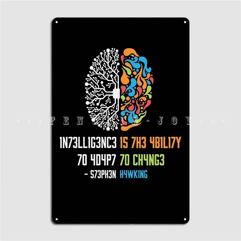 Intelligence Is The Ability To Adapt To Change Science Metal Sign Club Customize Cave Pub Wall Decor Tin Sign Poster