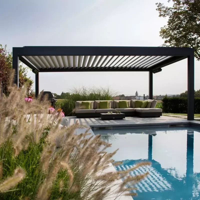 Modern Bioclimatic Aluminum Electric Adjustable Pergola Automatic Patio Gazebo Eco-Friendly Wind Resistant For Outdoor