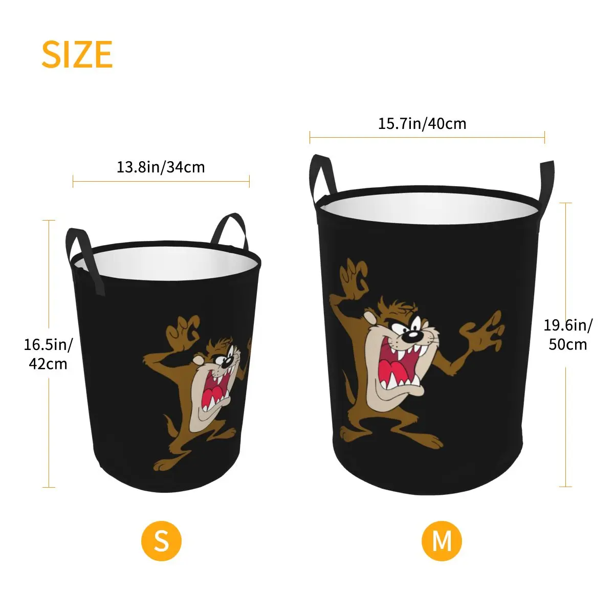 Tasmanian Devil Laundry Basket Collapsible Cartoon Taz Comic Wild And Crazy Clothing Hamper Toys Organizer Storage Bins