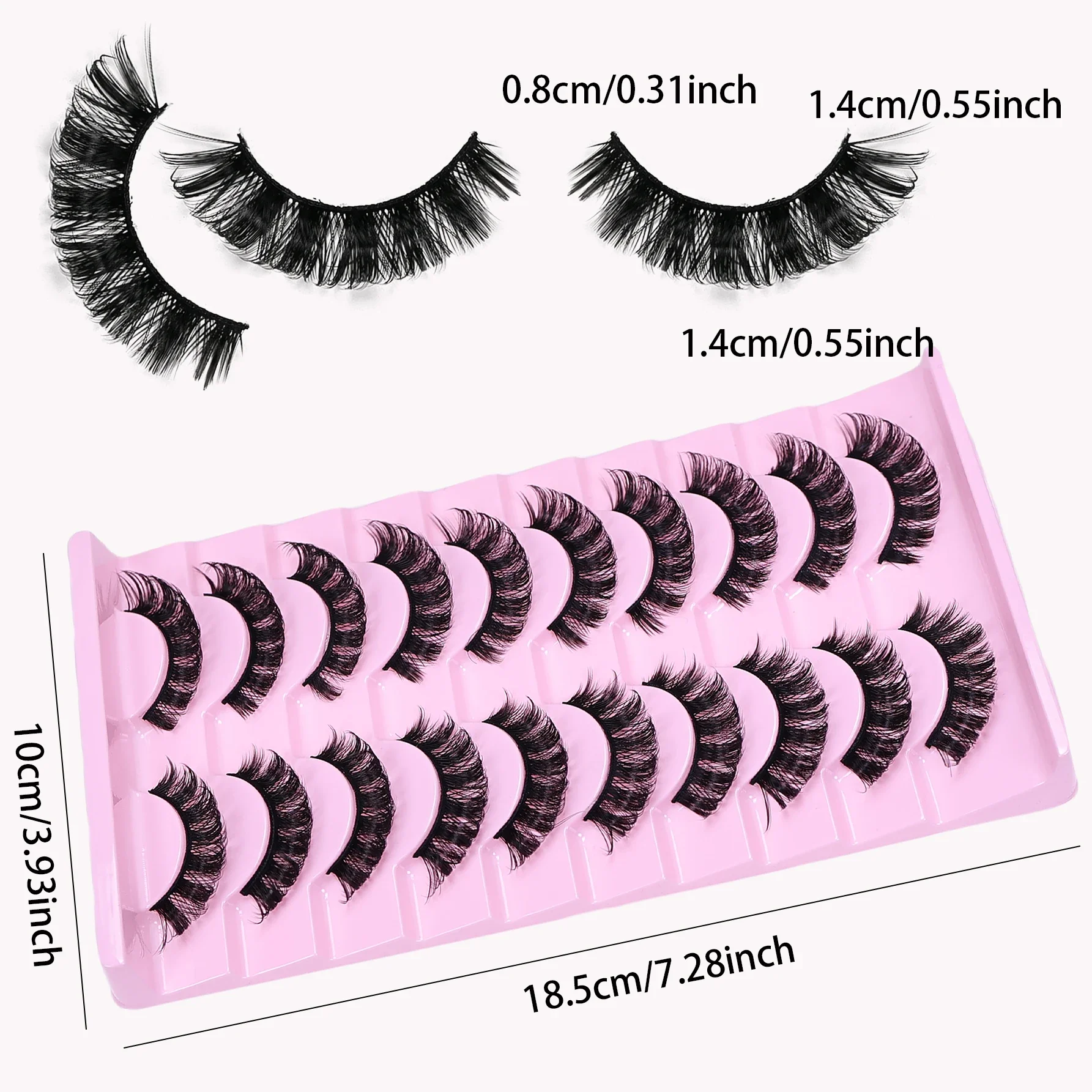 10 Pairs DD Curl Russian Strip Lashes Fluffy Volume False Eyelashes DD Curl Dramatic Messy Faux Mink Make Up Fake Lashes