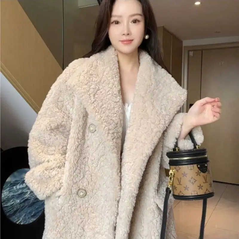 Fur Integrated Mid-Length Imitation Fur Jacket Autumn Winter New High-End Small Fragrance Style Loose Casual Long-Sleeved Top