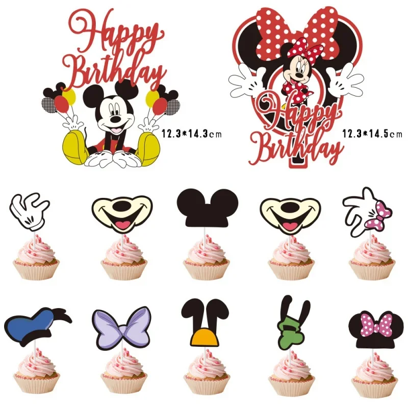 Disney Mickey And Minnie Mouse Cake Insert Children\'S Birthday Party Accessories Cake Decoration Insert Card Decorative Supplies