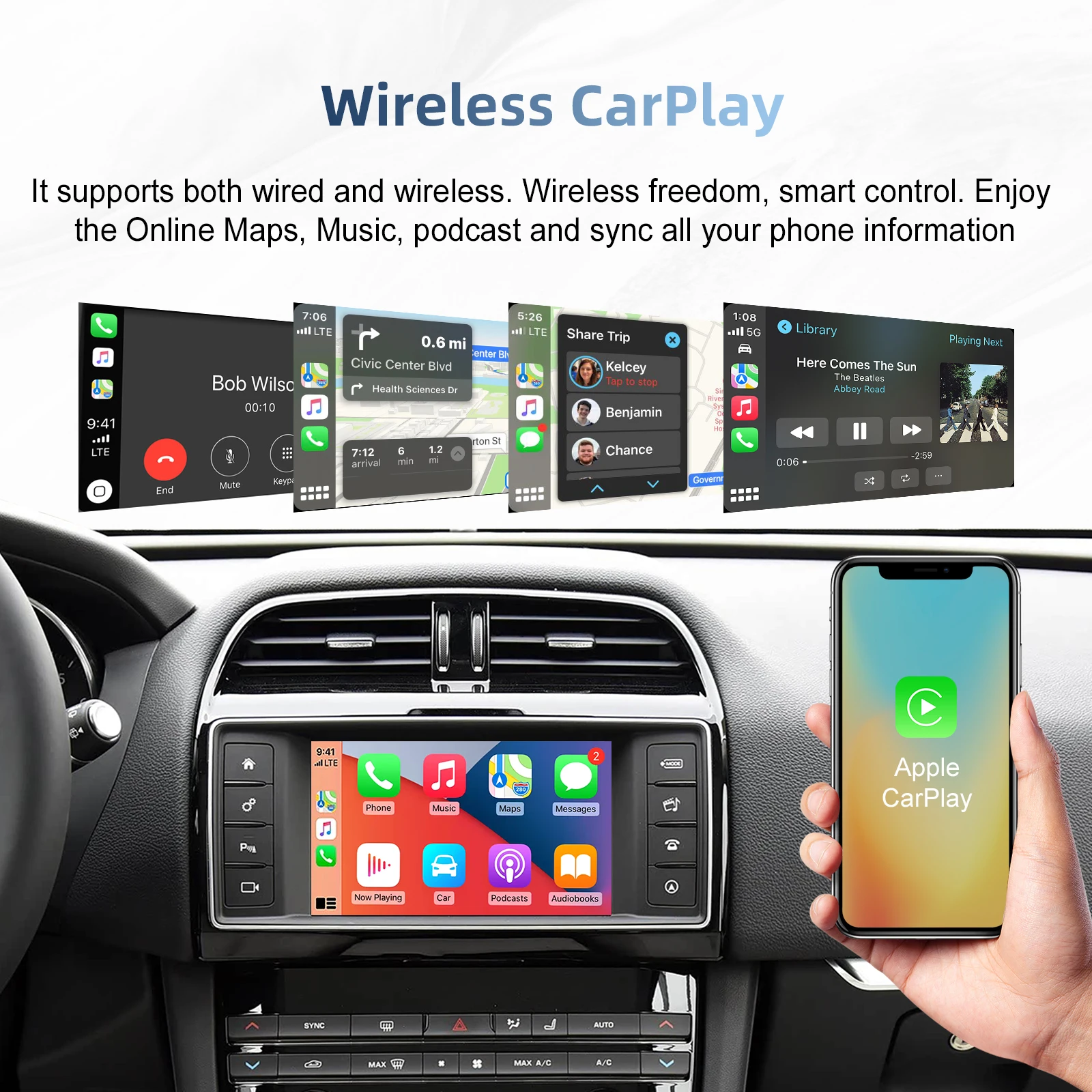Wireless CarPlay Android Auto Retrofit Kit Box CarPlay Interface OEM Screen Upgrade Decoder Box for Jaguar XE XFL F-Type F-Pace view 4