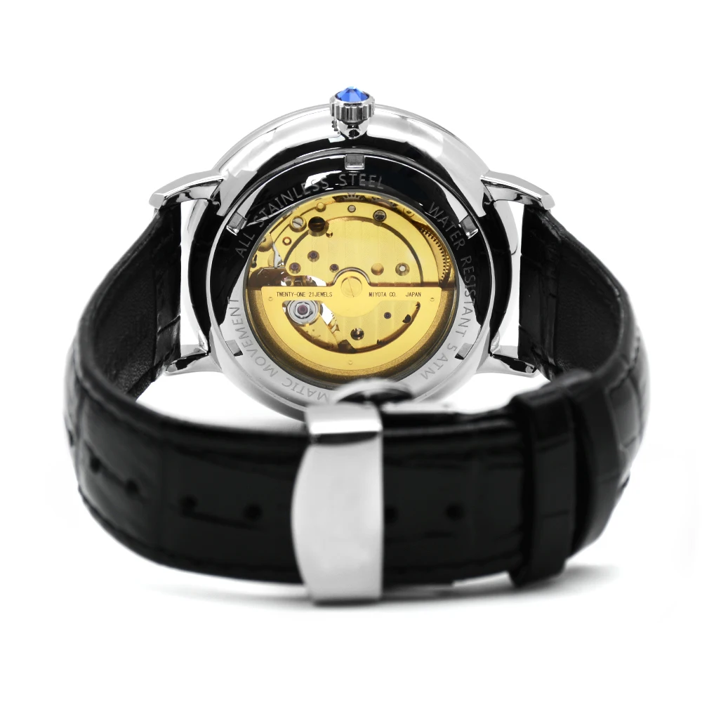 2026 Space Exploration Full Automatic 3Bar Mechanical Watches Hollowed out Luminous Personality Belt Business Men's Wristwatch