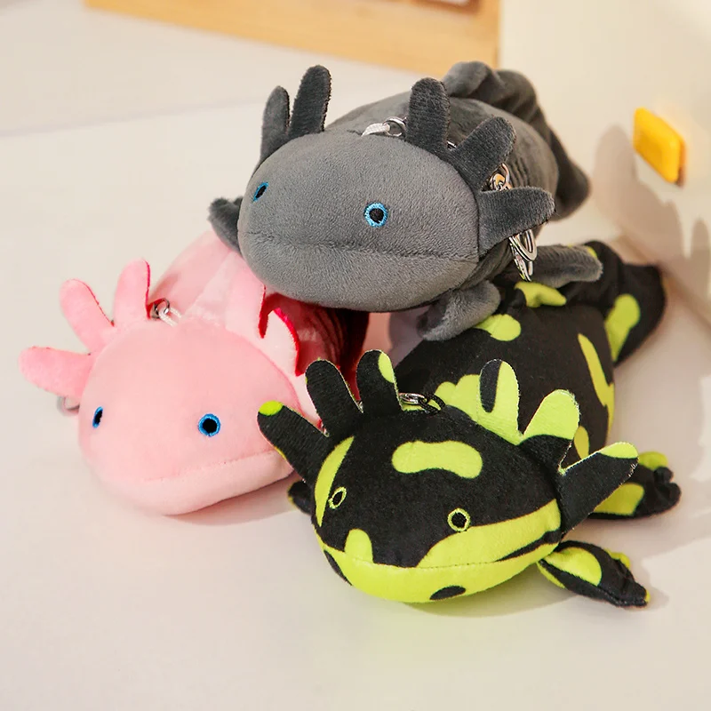 22 cm kleiner Axolotl-Plüsch-Schlüsselanhänger, Mini-süßer Salamander, Stofftier, Stofftier, Newt Kawaii, Taschenanhänger, Dekoration – Detail 3
