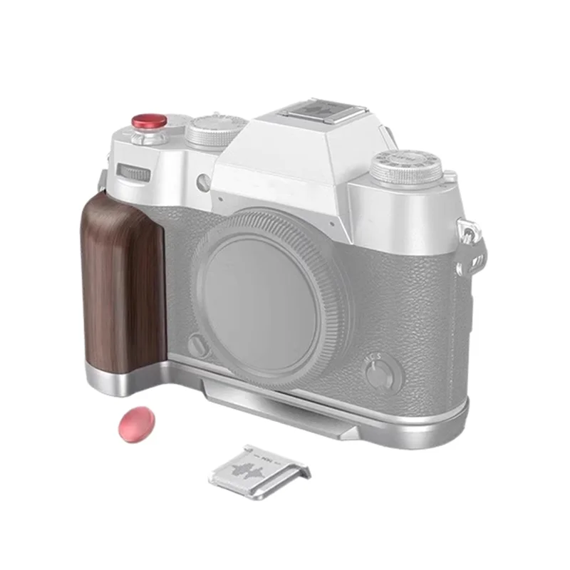 

Classic-For Fujifilm X-T50 L Plate Mount Wood Ebony Walnut Camera Anti-Slip Finger Hand Grip Base Holder For Photography Silver