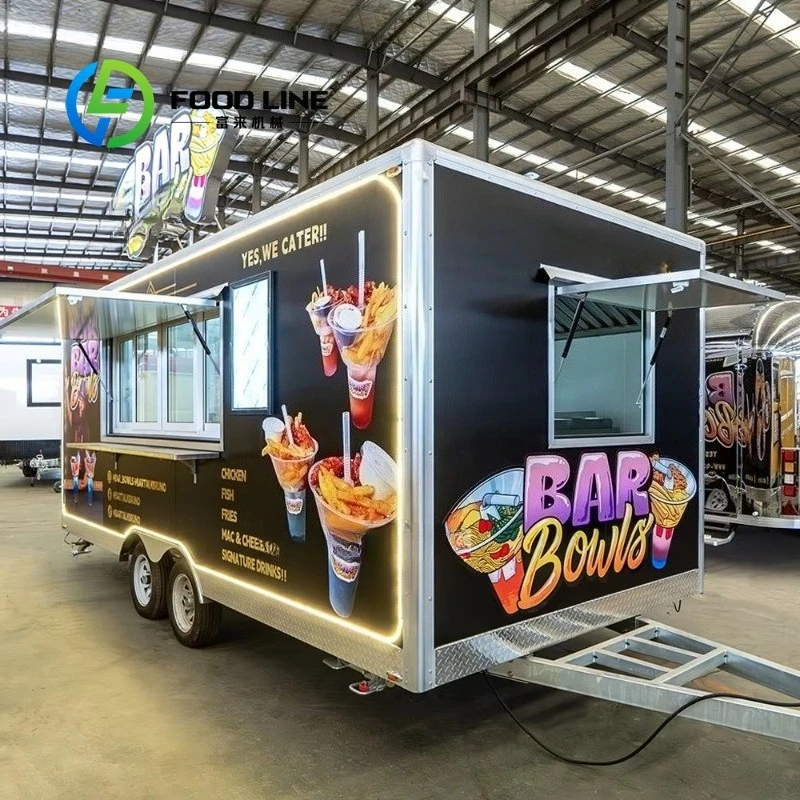 Customized New BBQ Container Food Truck Trailer with Full Kitchen Equipment Coffee Pizza Ice Cream Hot Dog Catering Cart