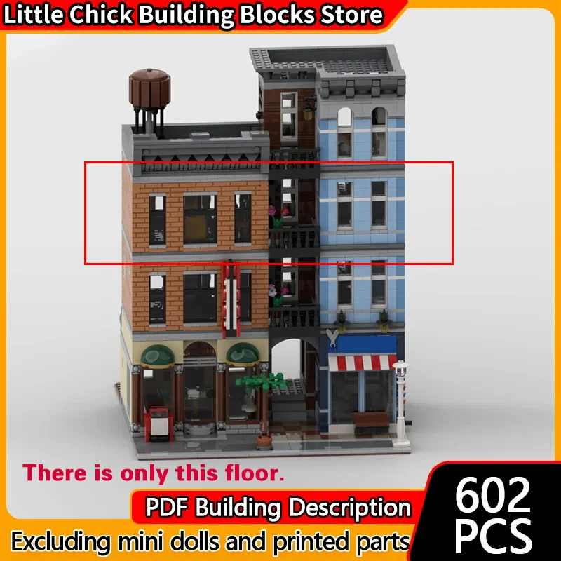 City Street View Model MOC Building Bricks Detective Agency Modular Technology Children Holiday Gifts Assemble Toys Suit