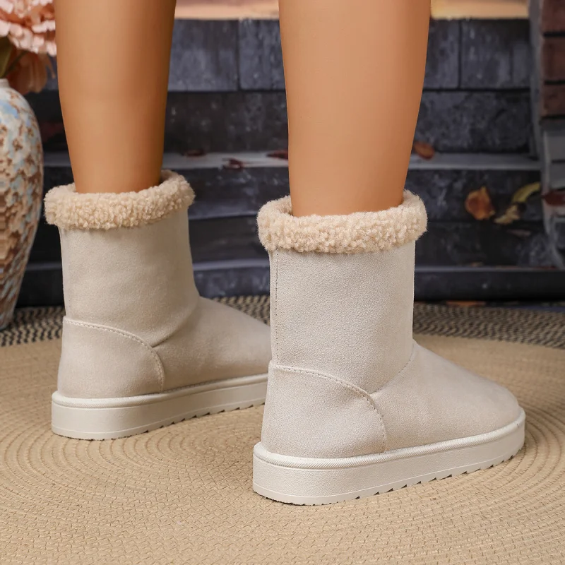 حجم كبير أحذية الثلوج سميكة سوليد للنساء العصرية تنوعا غامض أحذية دافئة 2025 الخريف والشتاء أحذية قطنية الموضة الجديدة