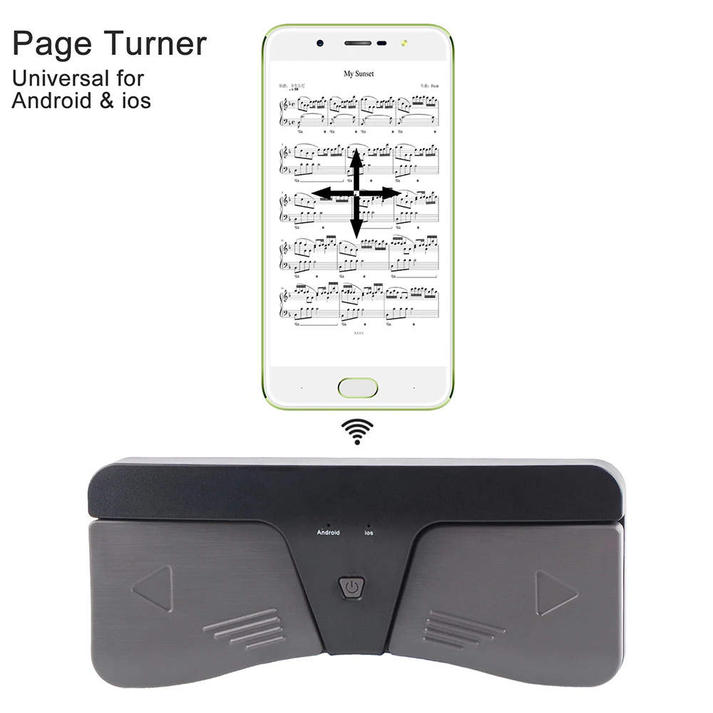 Wireless Page Turner Pedal Wireless BT Page Turning Pedal Remote Foot Control Bluetooth Page Turner with IOS IPhone Android