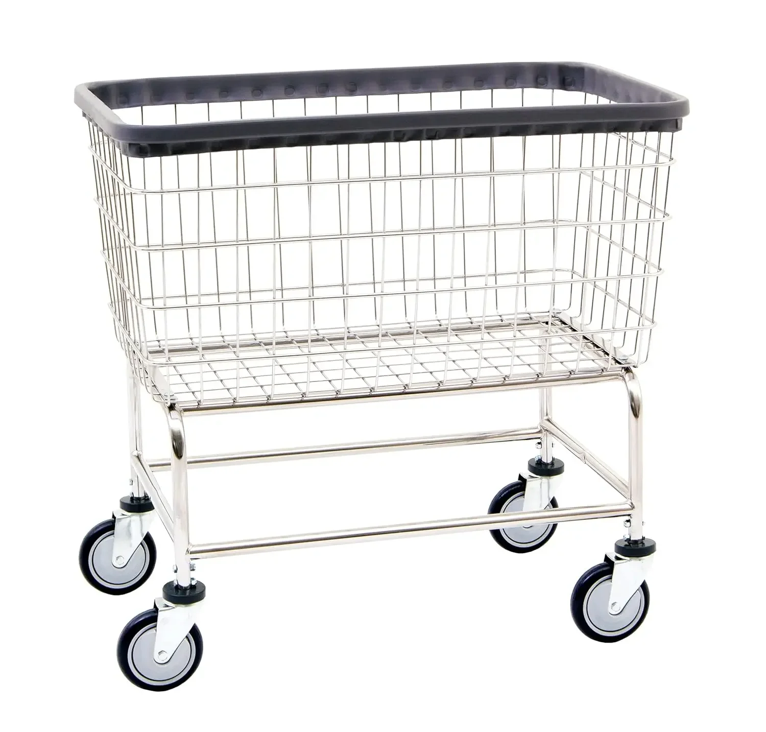 Wire® 200F Extra Large Heavy Duty Wire Laundry Cart | 4.5 Bushel | Steel Frame with Chrome Finish | Commercial Laundry Baske