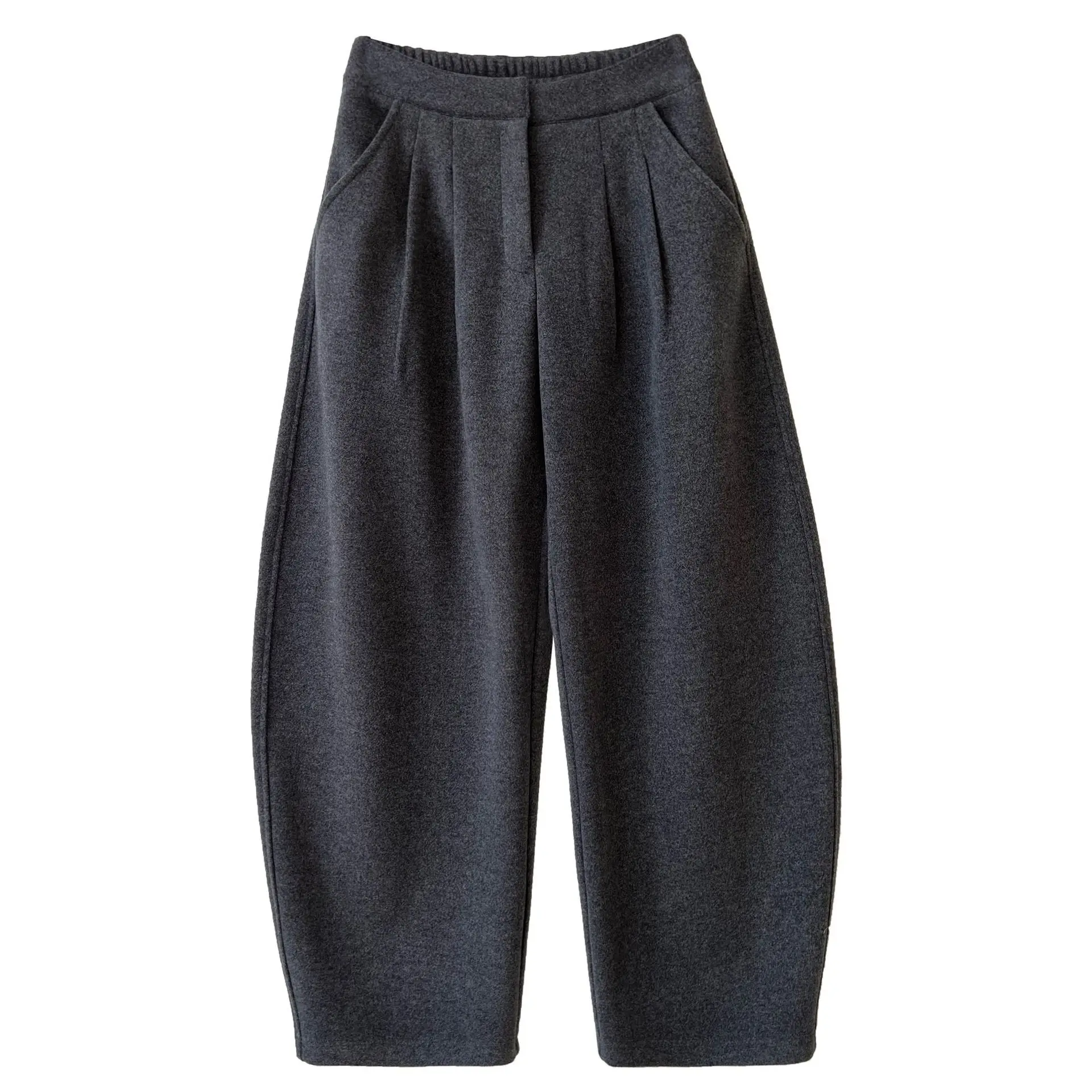 Pantaloni LIMO Pantaloni di lana ispessita stile coreano di grande vestibilità per le donne Autunno Inverno Nuovo cashmere imitazione dimagrante