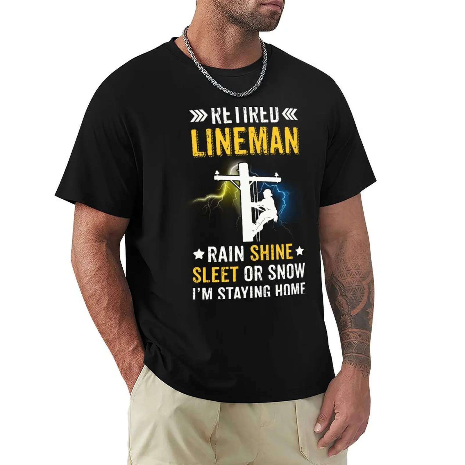 

lineman rain shine funny quotes T-Shirt High Elasticity Sports Tee Shirt