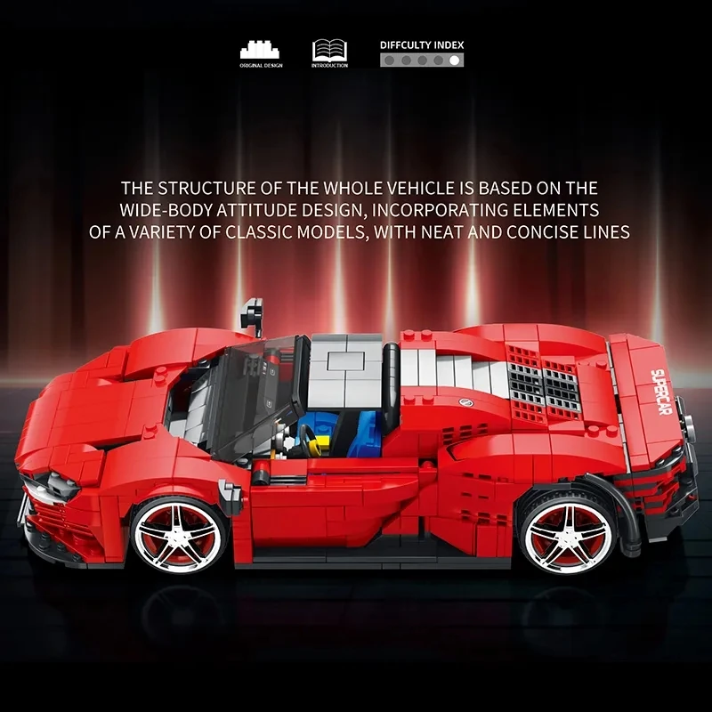 1：16 Ferra Daytona SP3 Technical Car Building Blocks City Red Sports Racing Vehicle Bricks Construction Toys For Kids Boys Gifts