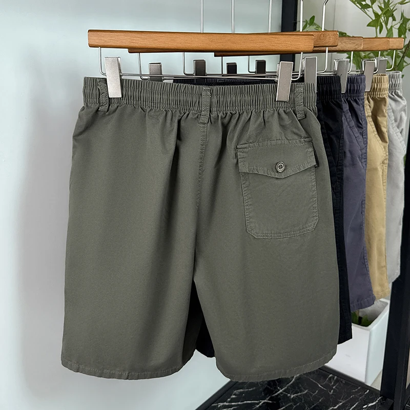 High quality 100% cotton shorts men new summer loose fit plus size trendy solid color five quarter shorts casual workwear shorts