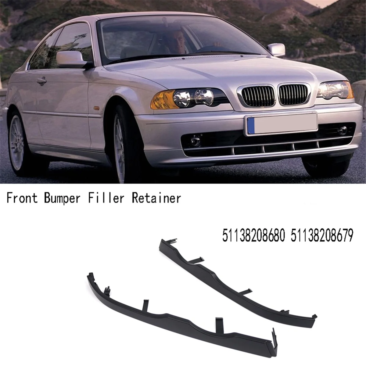 

Left Front Bumper Filler Retainer Headlight Lower Molding Trim Replacement for BMW E46 1998-2002 2 Door 51138208679