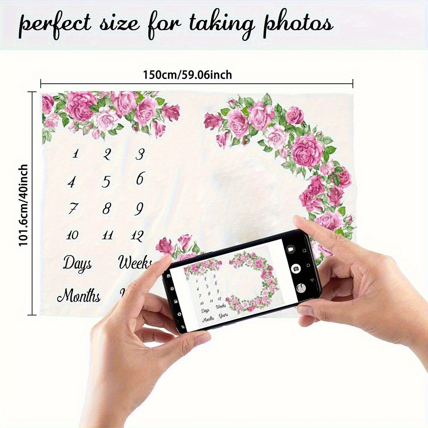 

Плед для фотосессий новорожденных VIKAMA «Розовый лунный венец», для крещения, памятных событий, отслеживания роста