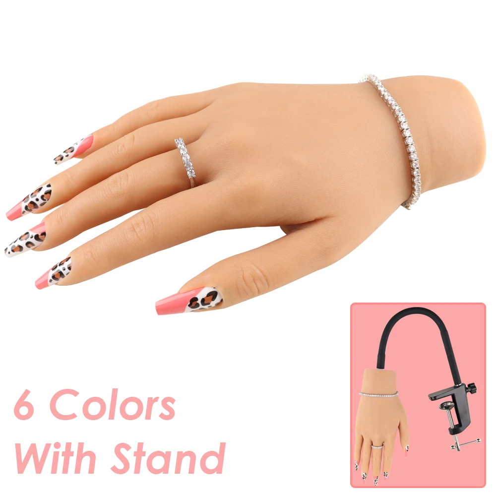 

Nail Art Practice Hand Model With Stand Silicone Fake Hands Can Insert False Nails Nail Art Tools Nails Accesorios Manicure Show