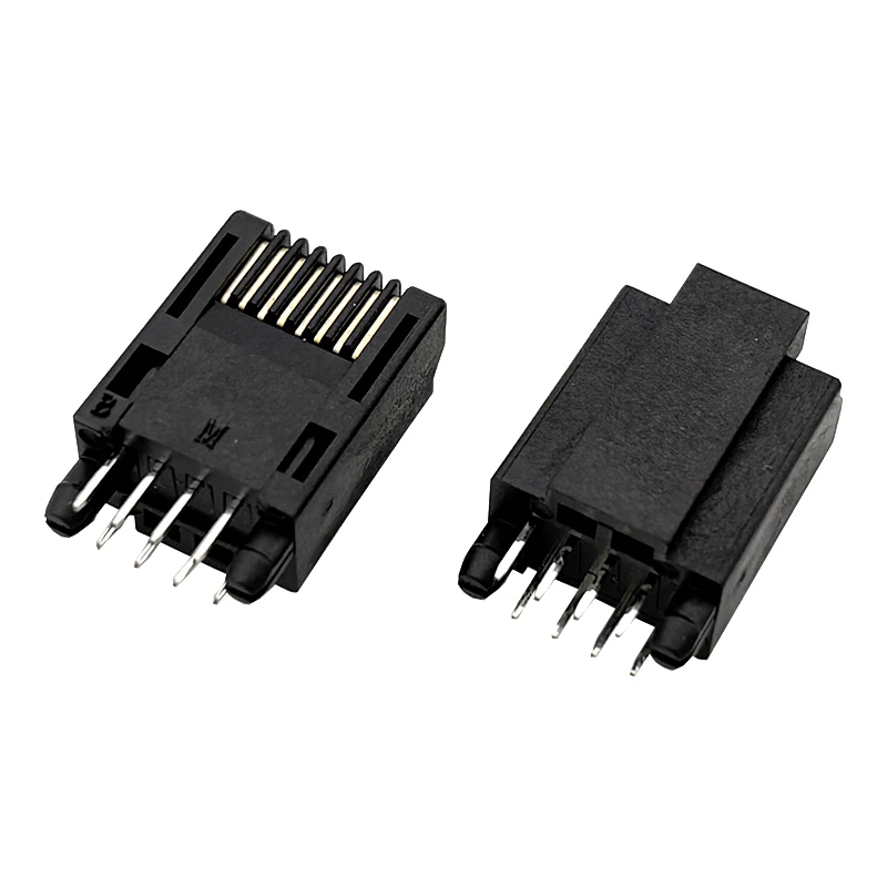 

10PCS RJ45 long-body PCB plug-type male connector - Network RJ45 black crystal head DIP plug-in connector - H = 15.5MM