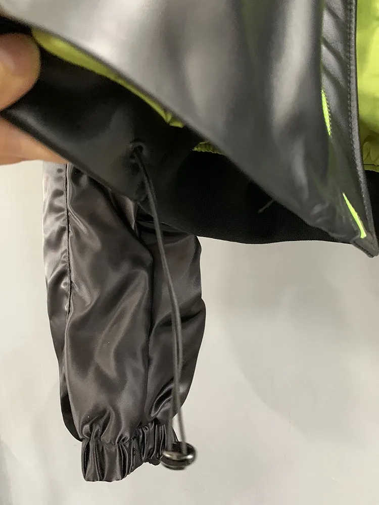 Frauen Lose Zipper Patchwork Farben Getäfelten Weichen Schaffell Stehkragen Jacke Neue Weibliche Casual Echtes Leder Jacke Mäntel