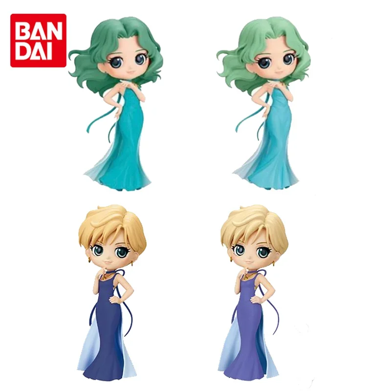 Bandai Original Q Posket Sailor Moon Eternal Kaiou Michiru Tenoh Haruka Anime Action Figure Toys For Girls Kids Birthday Gifts