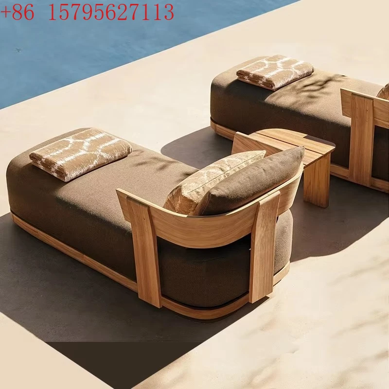 

Шезлонг для отеля на открытом воздухе, у бассейна, из тикового дерева и алюминия, для зоны отдыха у бассейна, деревянный шезлонг-лежак для бассейна