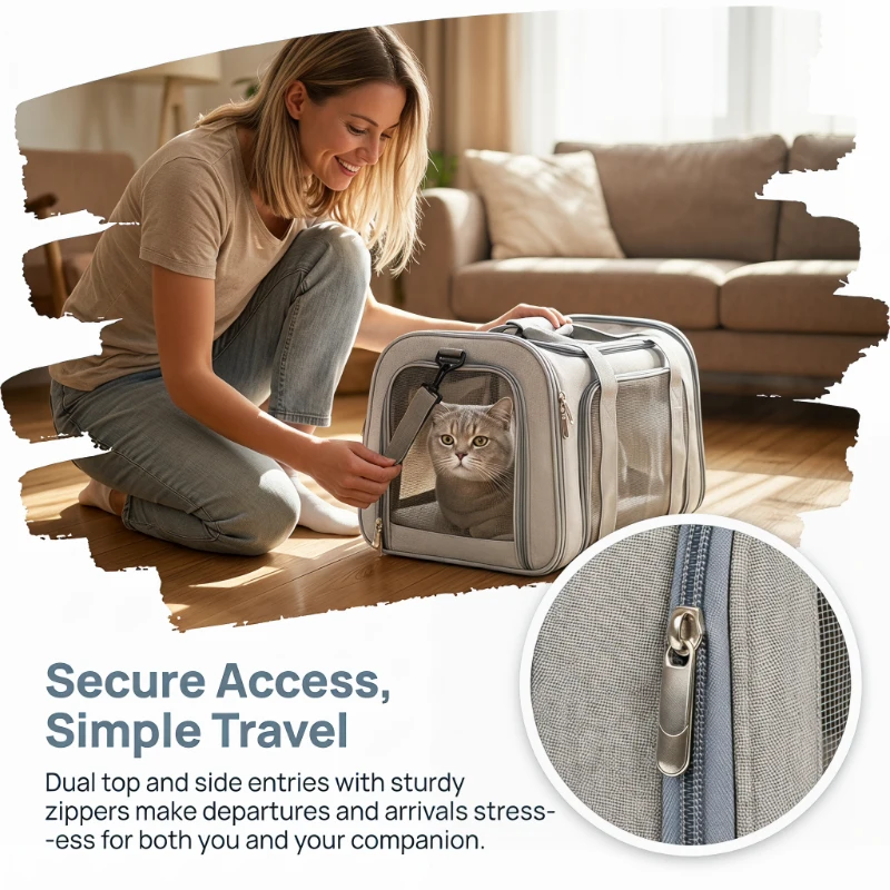 

Soft Side Pet Carrier Backpack Airline Approved Travel Transport Bag for Small Dog Cat Outdoor Going Out