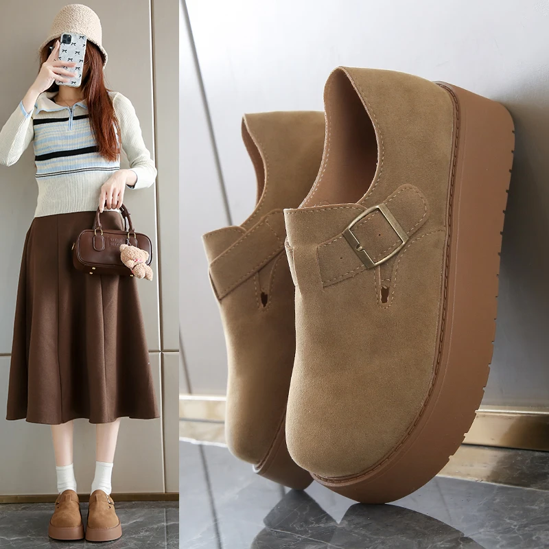 

Новинка весны 2024, женская повседневная обувь на толстой подошве, женская обувь, увеличивающая рост 5 см, женские лоферы без шнуровки