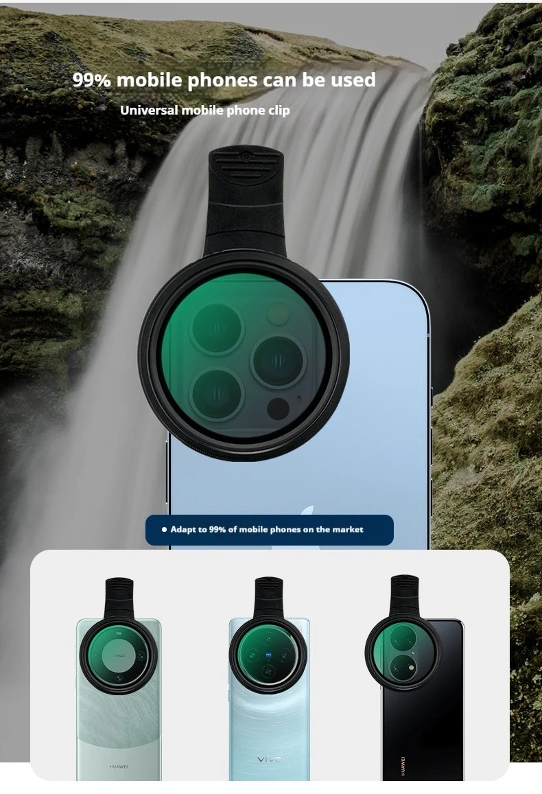 52mm ND Filter Smartphone Nd2-2000 Variable Filter for Mobile Concert Anti-Laser Adjustable Multi-coated ND With Clip for iphone