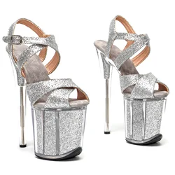 Leecabe 8 pollici/20cm glitter PU Platform party scarpe con tacco alto scarpe da Pole dance