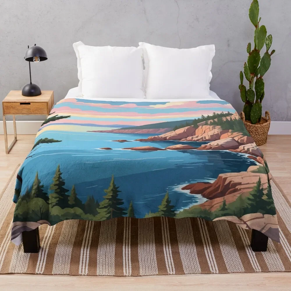 

Acadia National Park Throw Blanket Sofa Quilt Picnic Retros bed plaid Blankets