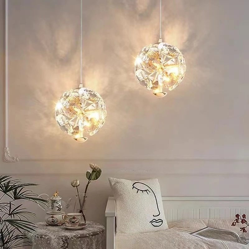 Modern K9 Pure Crystal Bedside Small Chandelier Light Lluxury Crystal Wall Lamp Corridor Ceiling Lamp Bar Decoration Noble Lamps
