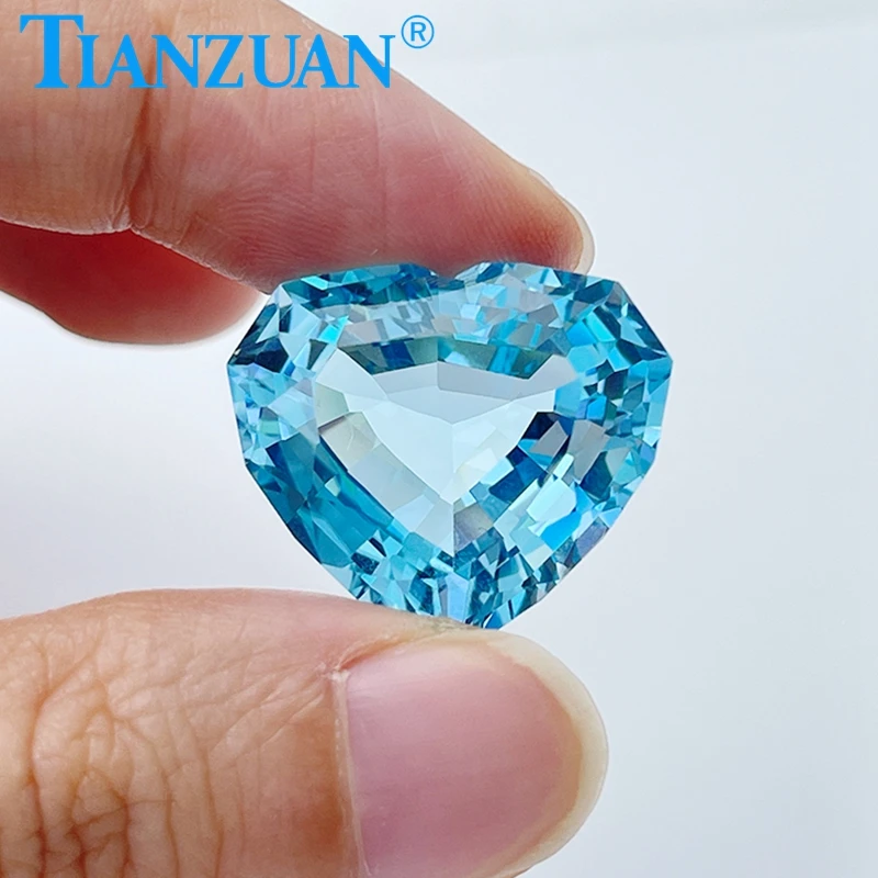 38.15CT Natural Topaz Vivid Blue Color Heart Shape Brilliant Cut Loose Gem Stone with GRC Certified