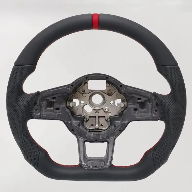 For VW Golf 6 7 MK7 GTI GTD GTE Polo Tiguan Touareg Passat CC Stripe on Top GTI Leather Steering Wheel！