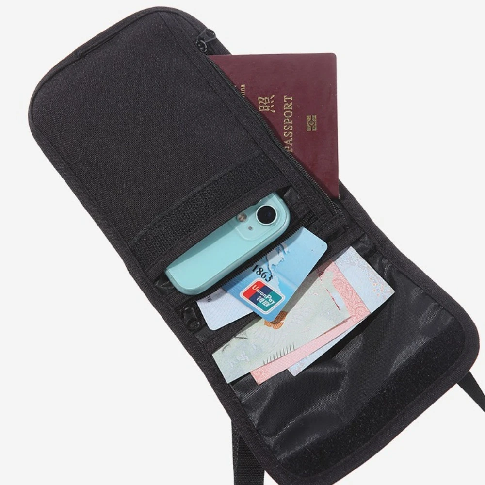 Travel Accessories Travel Wallet Khaki Black Ticket Holder Passport Wallet Zipper Nylon Travel Neck Pouch Airplane Check-in