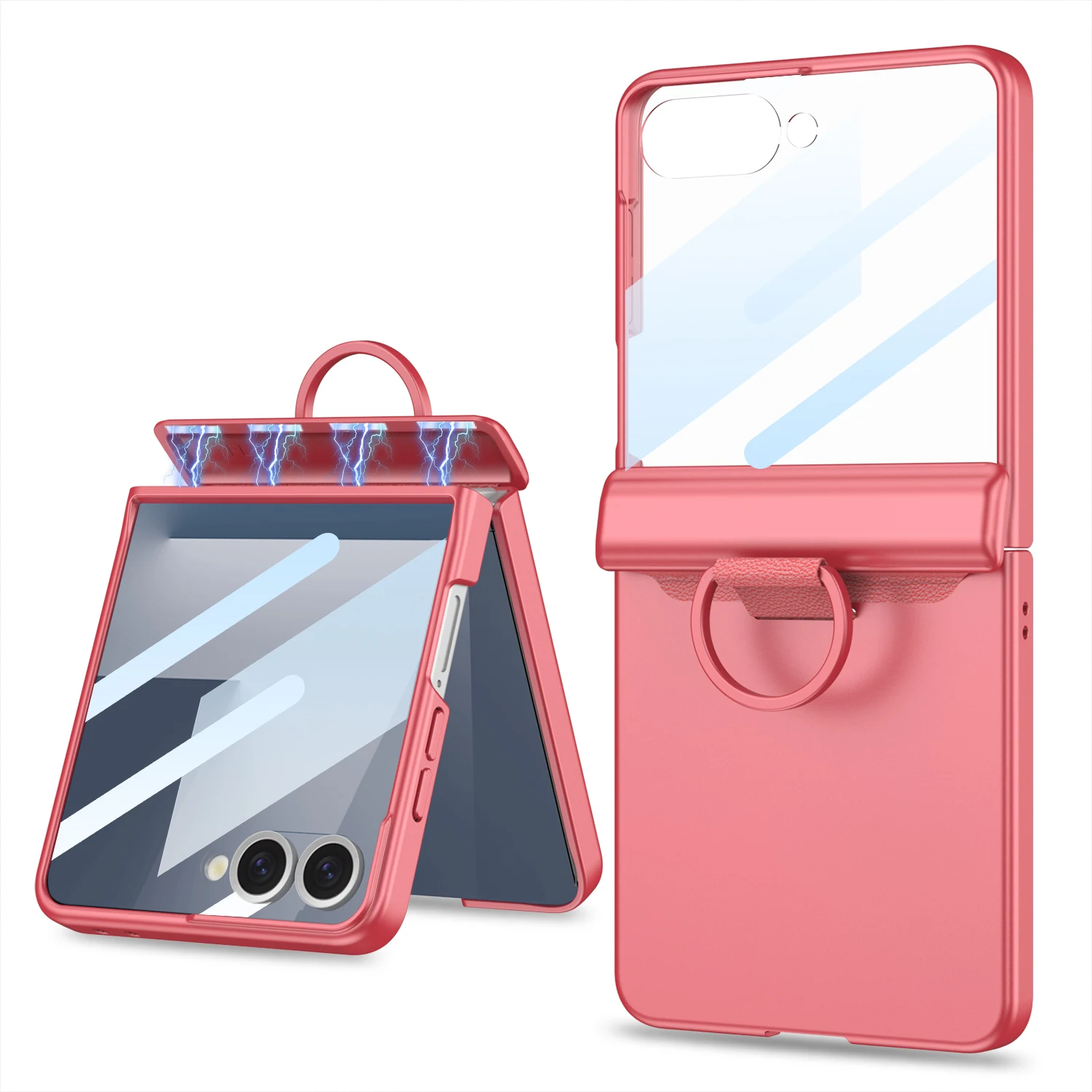 For Samsung Galaxy Z Flip 7 ZFlip 7 Case Skin-Friendly With Mirror Film Frosted D-ring Hinge Folding Hard Back Cover Accessories